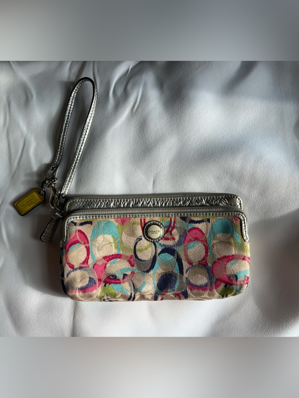 Coach Multicolor Signature Circle Wristlet
